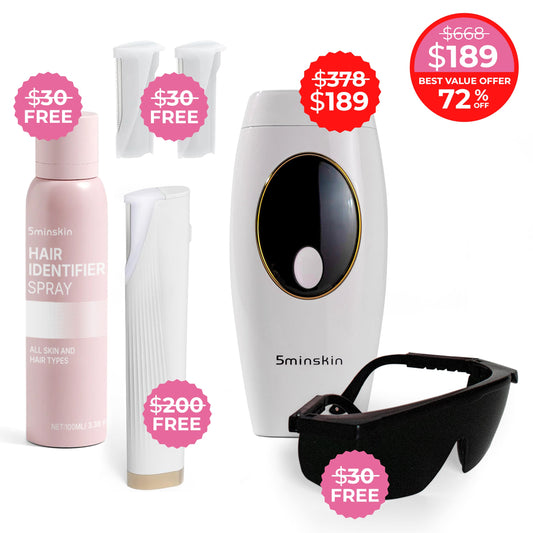 5MINSKIN AT-HOME LASER HAIR REMOVAL HANDSET - 72% OFF CHRISTMAS SALE + 4 FREE GIFTS (WORTH $290)